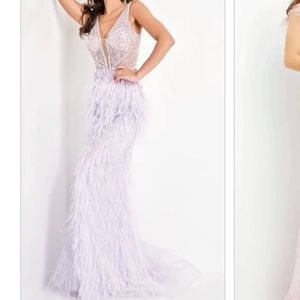 Jovani Lilac Feather Dress